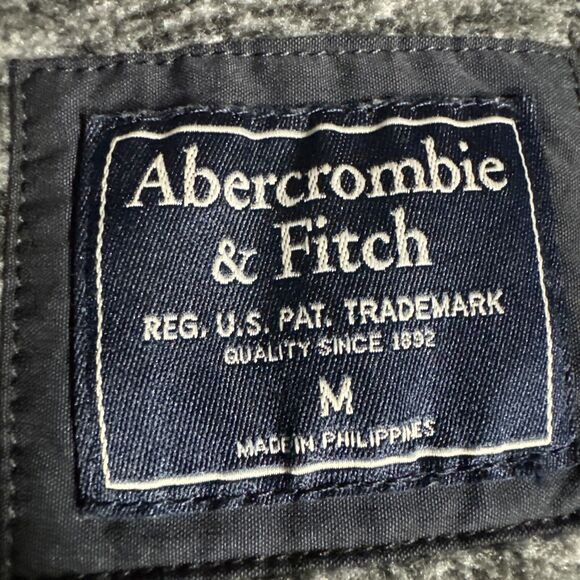 Abercrombie & Fitch Jacket Medium Gray Asymmetric Snap Quilted Fleece Pullover - Picture 5 of 8